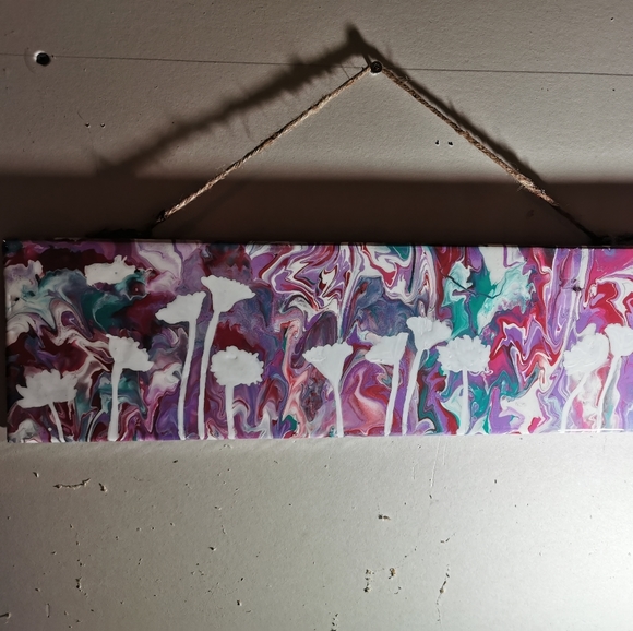 Wood Abstract Painting Melting Roses colors decor - Picture 1 of 12